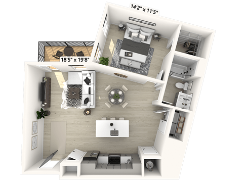 1 bed 1 bath C at Luxe 360 on Centerpointe Apartments, Midlothian, Virginia